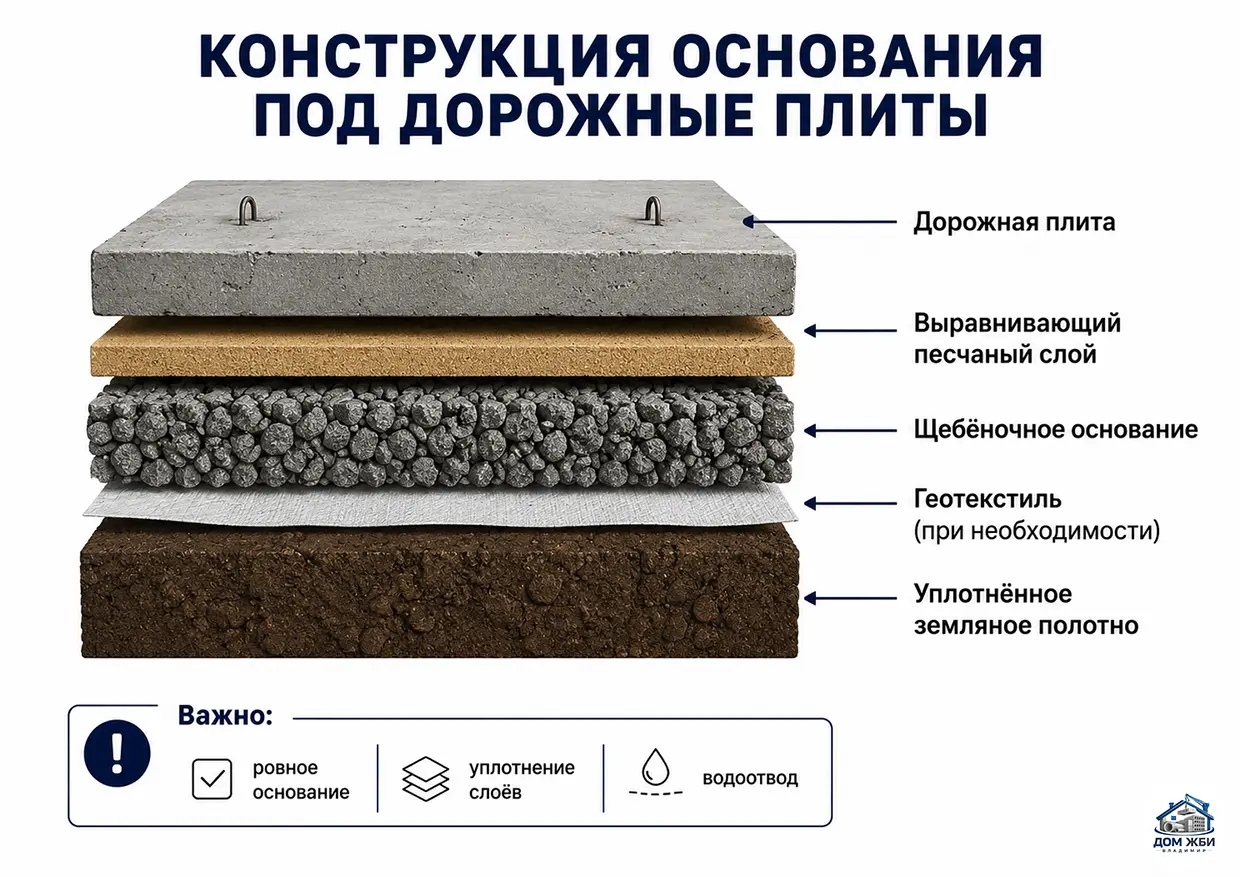 Схема основания под дорожные плиты