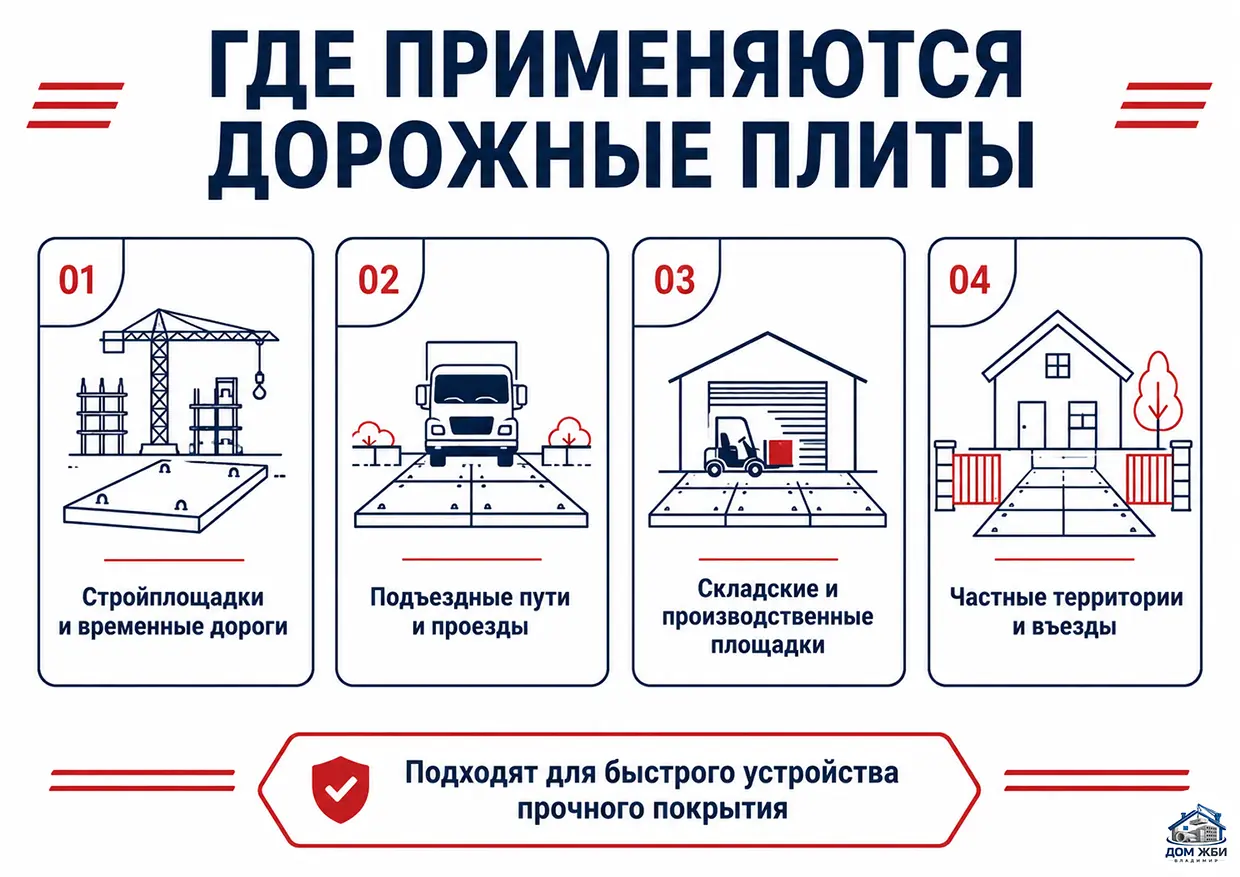 Где применяются дорожные плиты