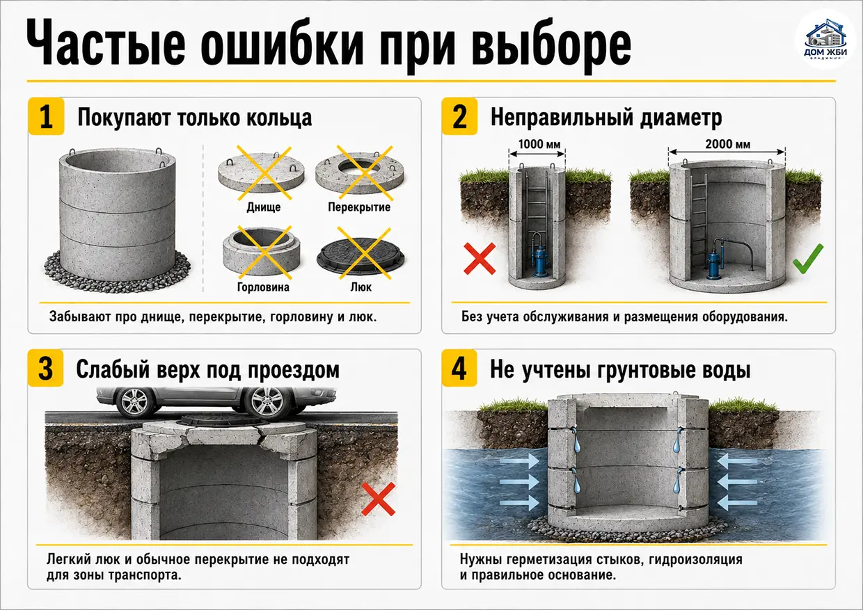 Ошибки при выборе железобетонных колец для колодца