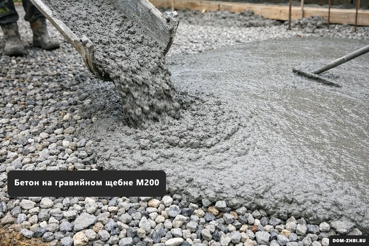 Бетон на гравийном щебне М200