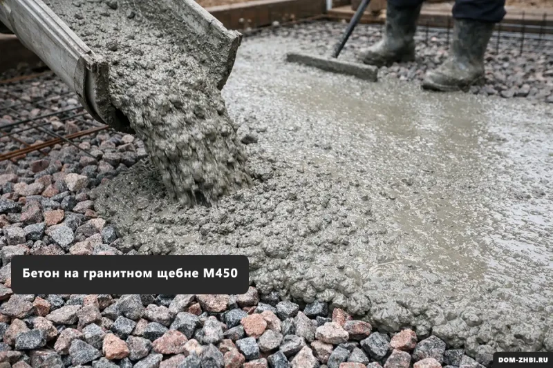 Бетон на гранитном щебне М450