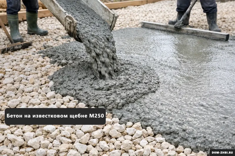Бетон на известковом щебне М250
