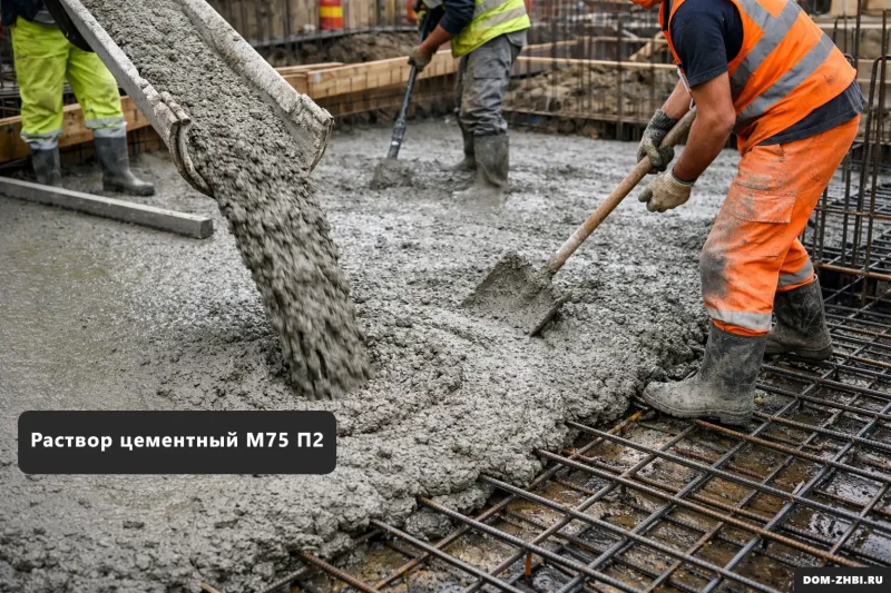 Раствор цементный М75 П2