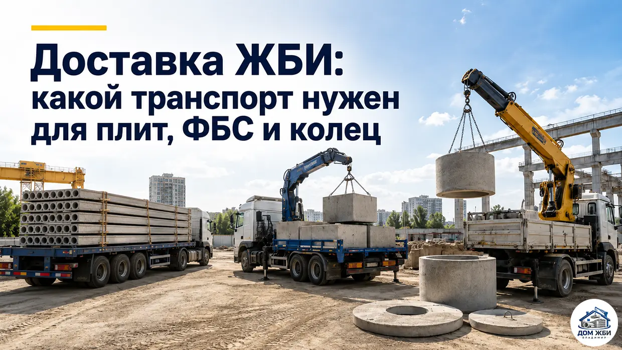 Доставка ЖБИ: какой транспорт нужен для плит, ФБС и колец