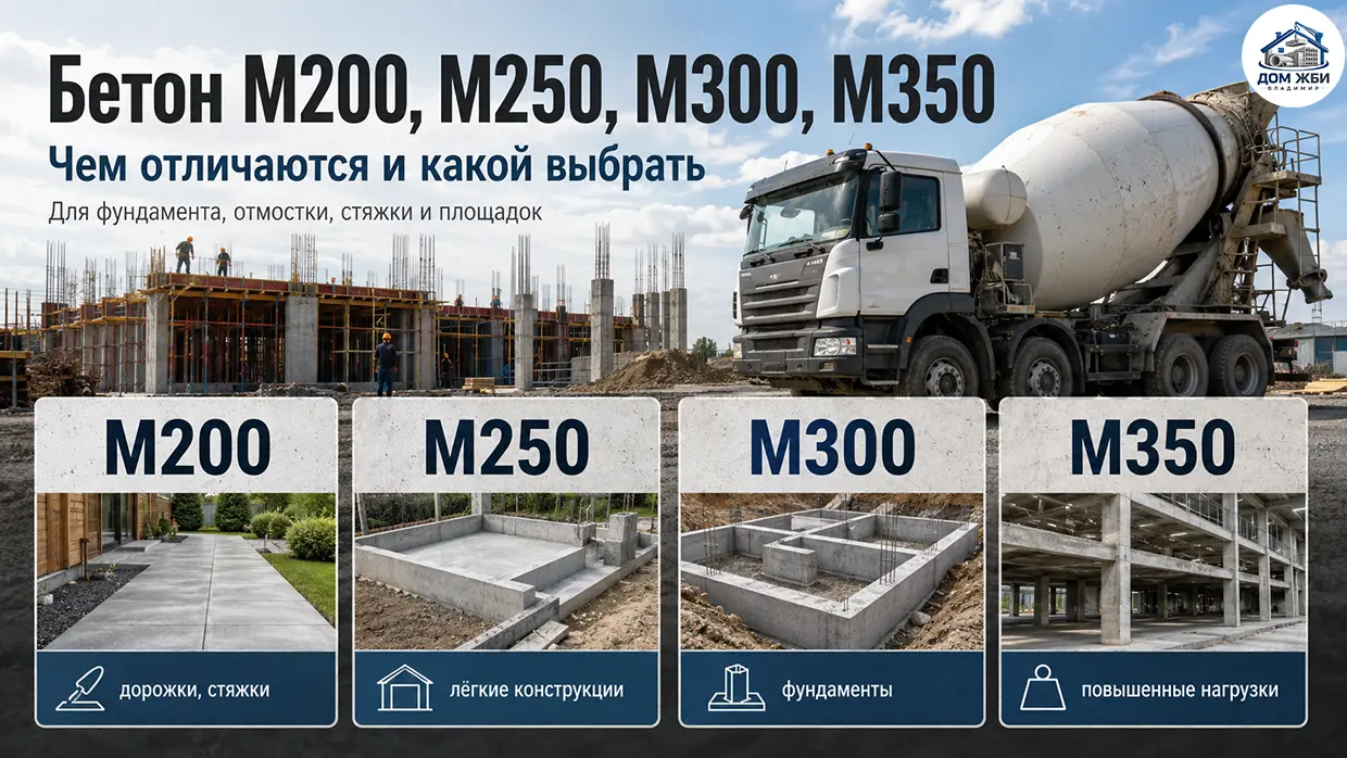 Бетон М200, М250, М300, М350: чем отличаются и какой выбрать