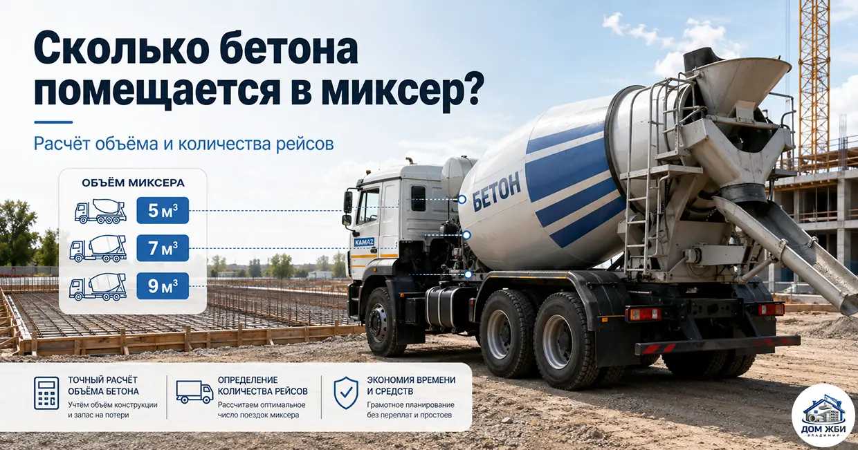 Сколько бетона помещается в миксер и как рассчитать количество рейсов